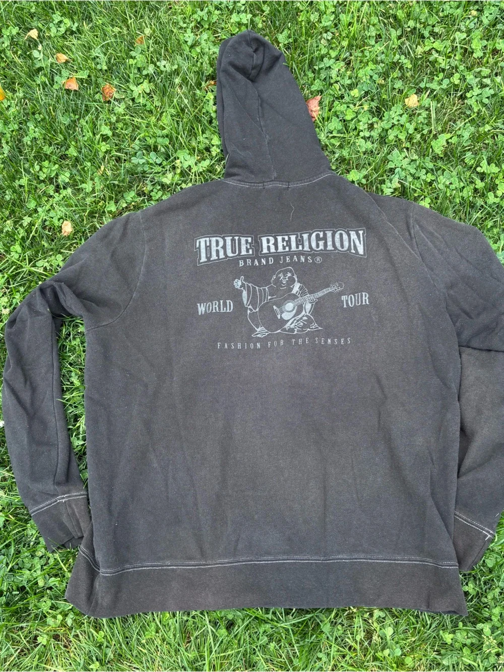 True Religion Black Full-Zip Hoodie with Grey Logo